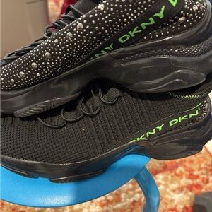 DKNY Black Sneakers with Green Detailing